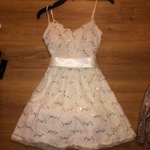 B. Smart White Lace Sparkle Homecoming Dress